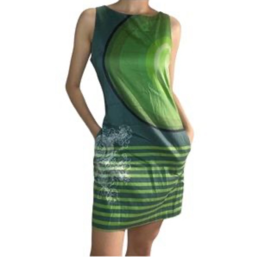 Desigual green dragon cotton shift dress